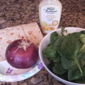 Roasted onion spinach wrap