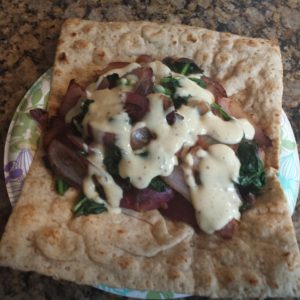 Roasted Onion and Spinach Wrap