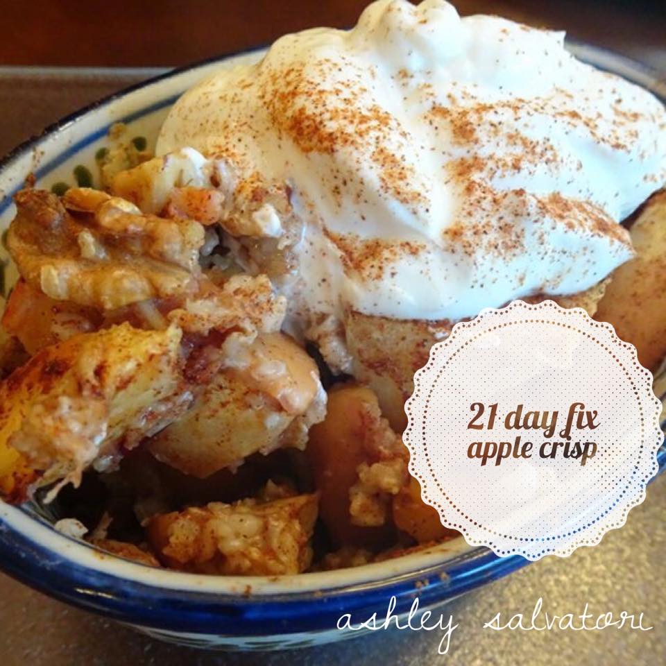 Warm apple crisp makes the perfect fall and winter desert, perfect for following 21 Day Fix.